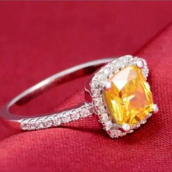 S925 STERLING SILVER \\ LUXURY ENGAGEMENT DIAMOND RING\\CUTE RING\\SHINY RING. - Picture 4 of 6